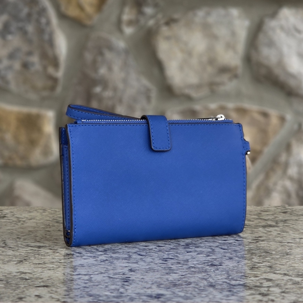 Michael Kors Jet Set Blue Double Zip Wristlet - Picture 2 of 6